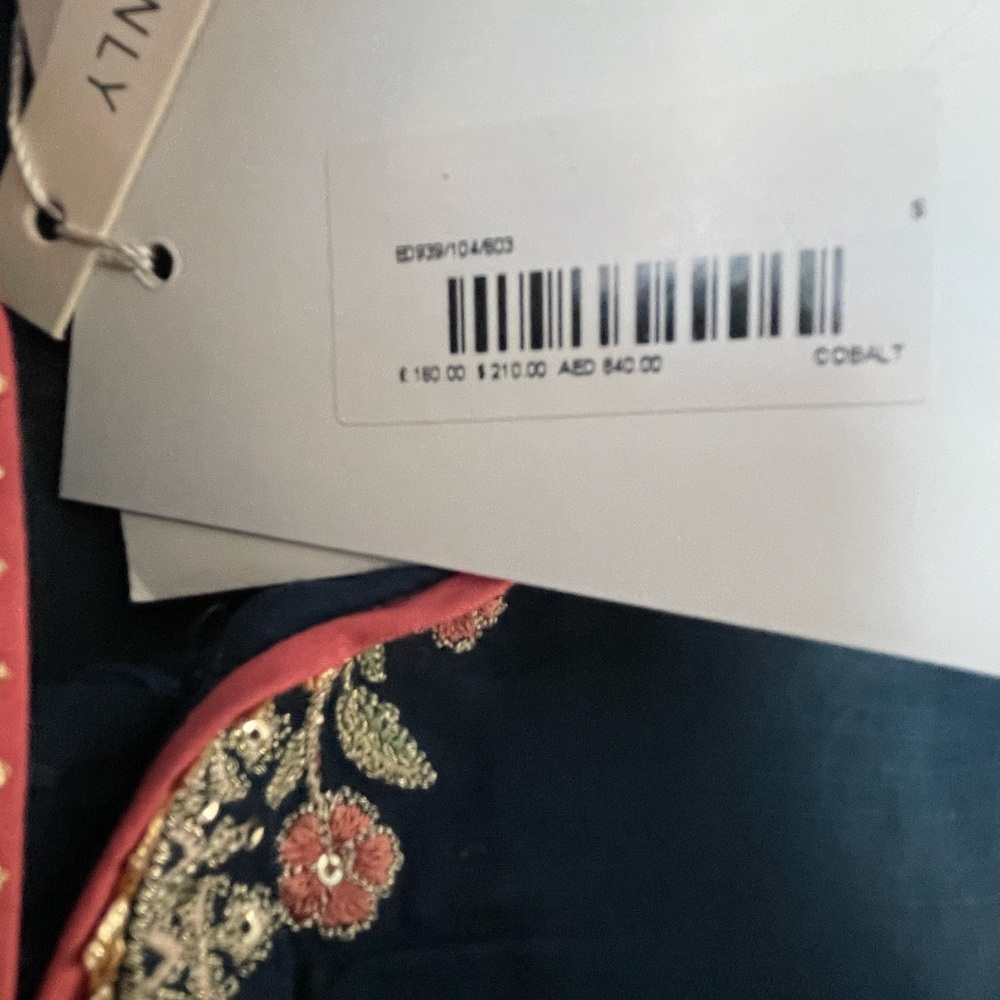 Embroidered Navy Top with Cream Sharara Skirt - Picture 8 of 12